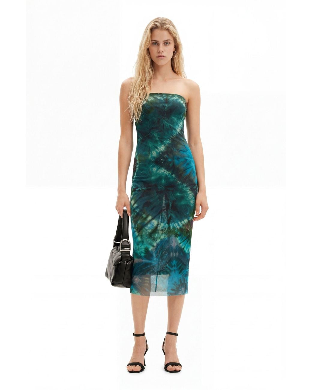 Desigual Green Sheath Dress With Cool Floral Print. Polyester