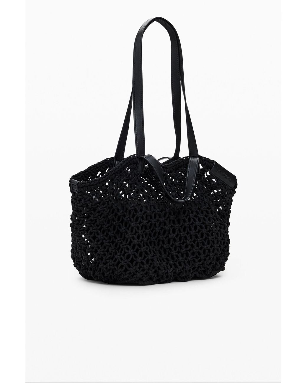 Desigual Black Large Crochet Shopper Bag