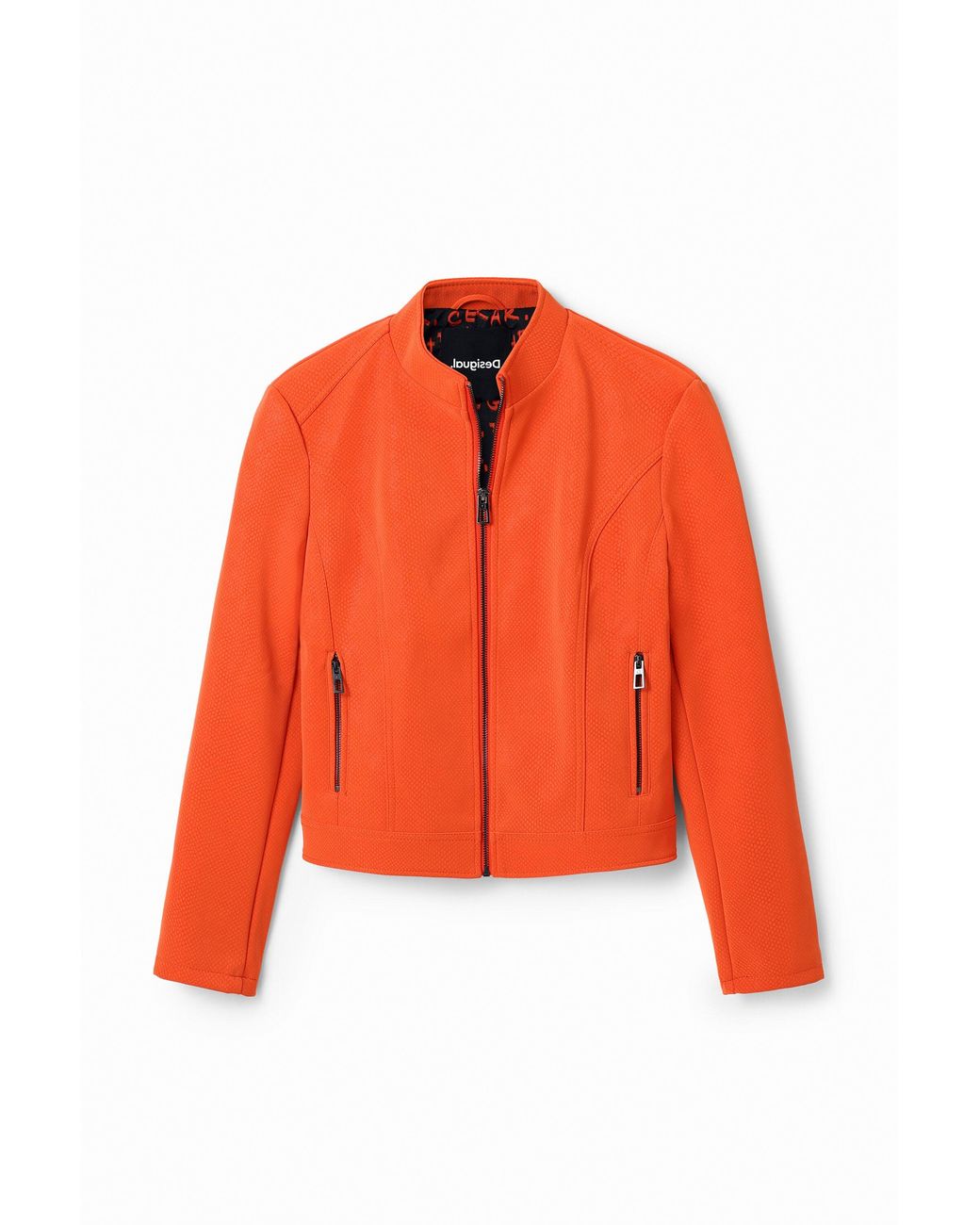 Desigual Orange Suede-Effect Jacket, Polyurethane
