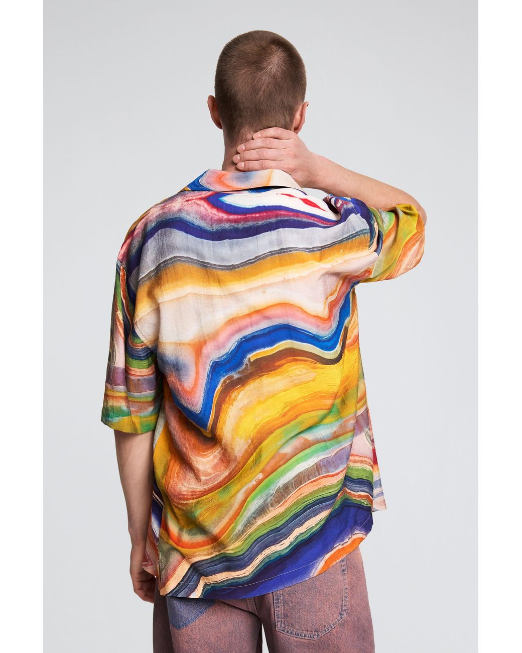 Desigual Brown Abstract Print Shirt for men