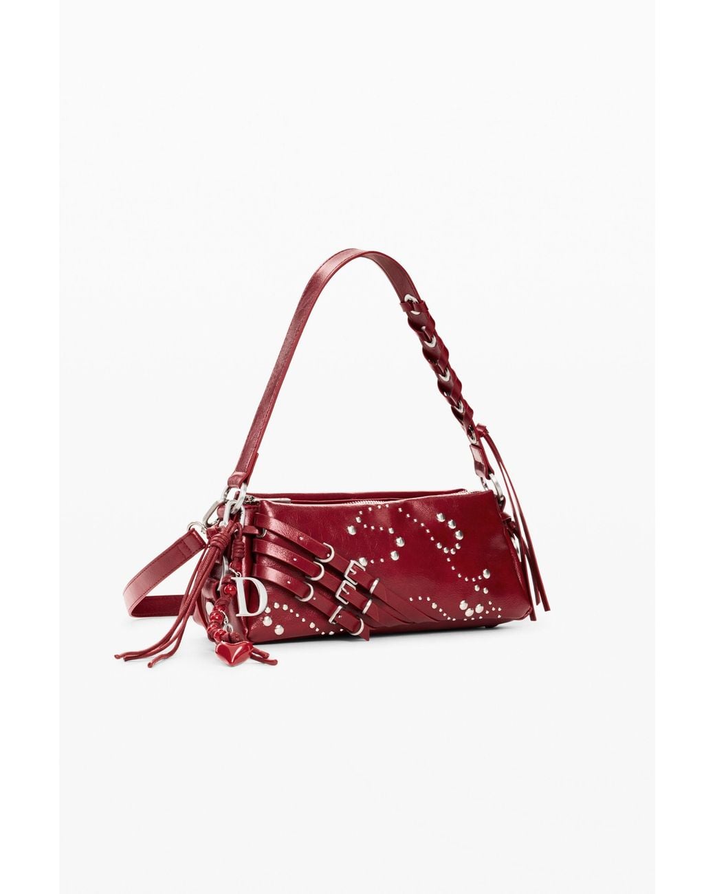 Desigual Red Small Faux Leather Bag, Polyurethane