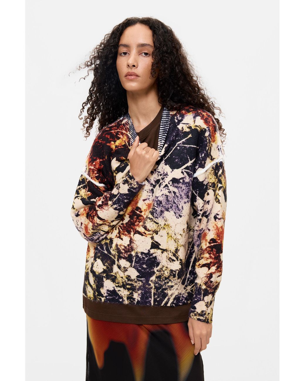 Desigual Yellow Jacquard Sweater