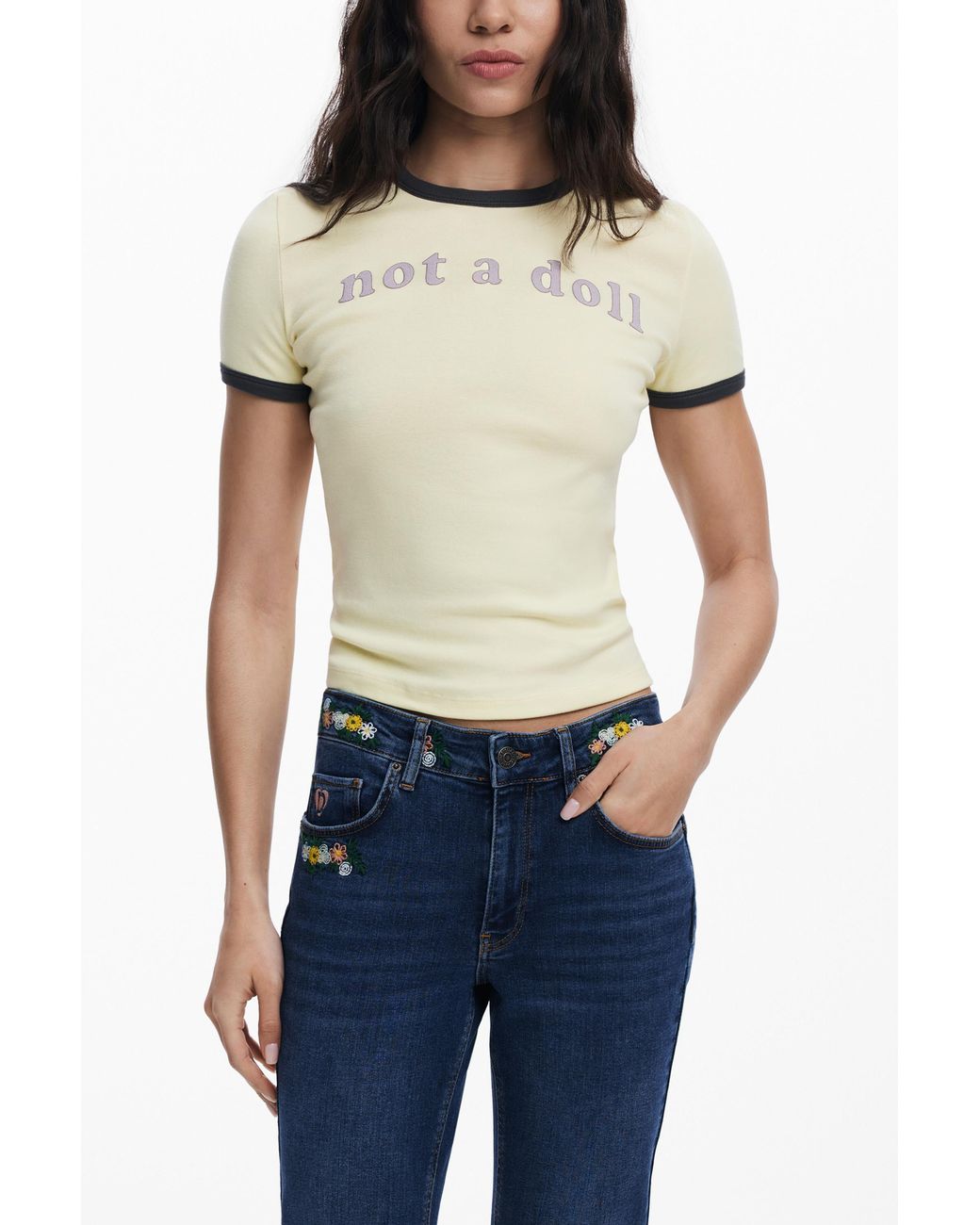 Desigual Blue Floral Skinny Jeans, Cotton