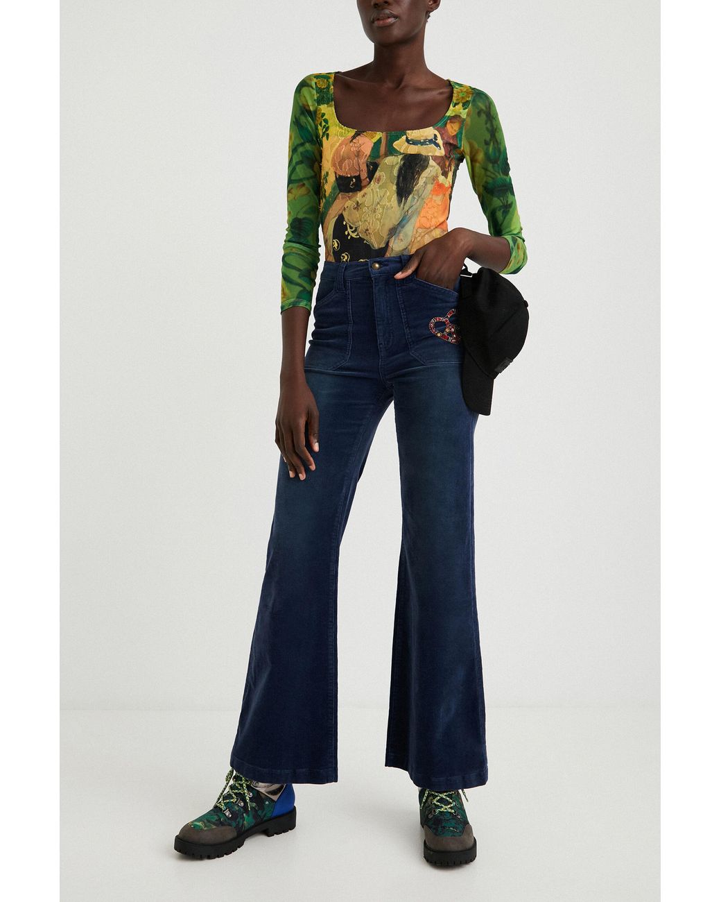 Desigual Green Siesta Artwork Bodysuit, Polyester
