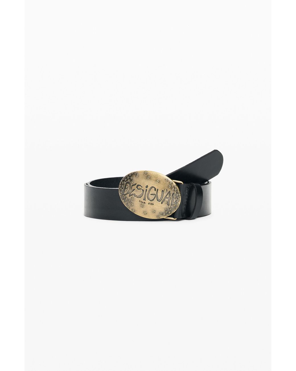 Desigual White Leather Belt Logo Buckle, Cow Leather