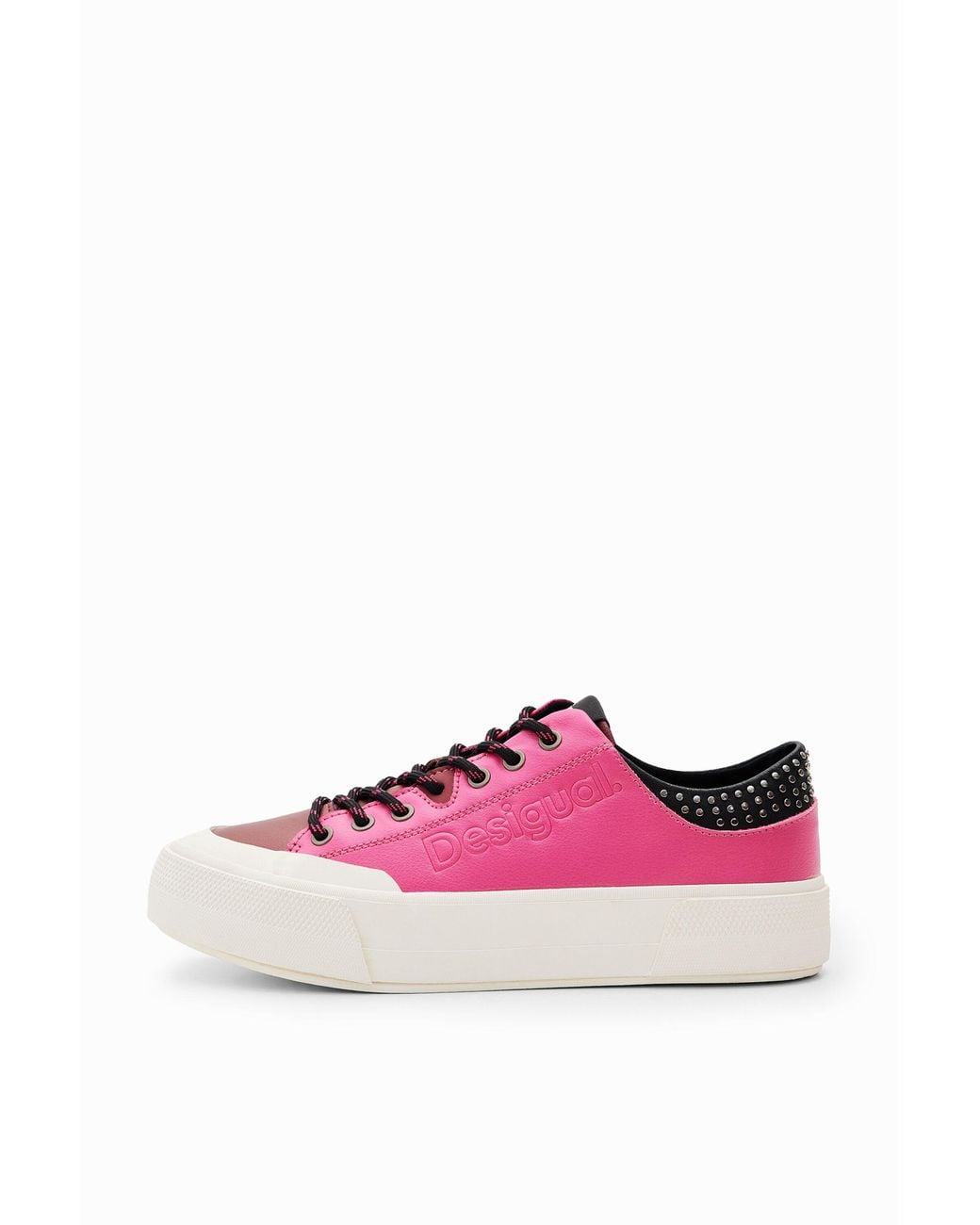 Desigual Pink Studded Platform Sneakers, Polyurethane