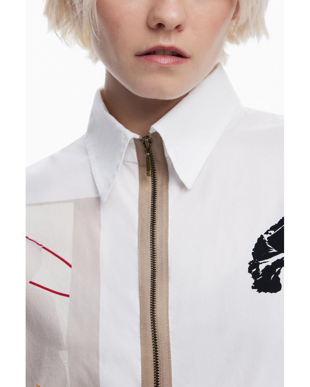 Desigual Gray Shirt Designed By Mr. Christian Lacroix, Cotton