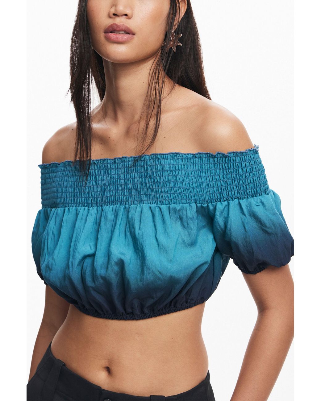 Desigual Blue Plain Bandeau Top