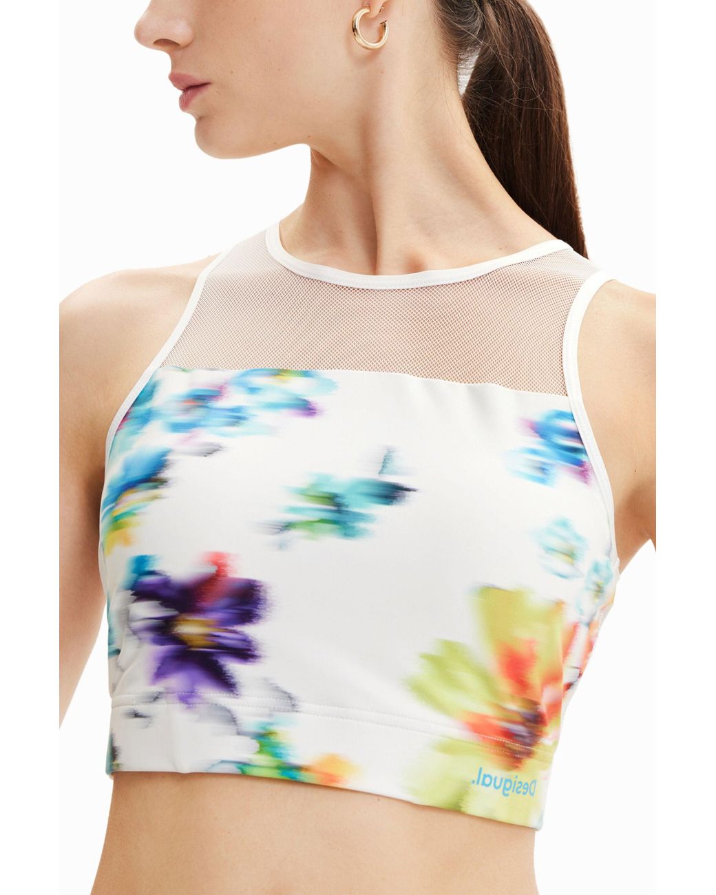 Desigual Blue Floral Sport Top