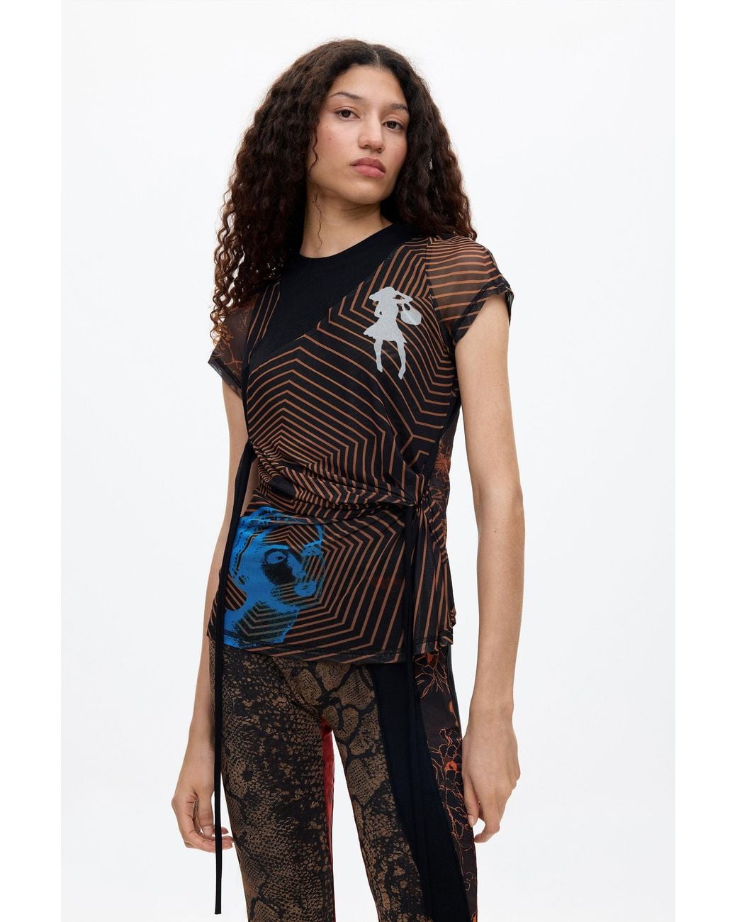 Desigual Blue Printed Tulle T-Shirt Ottolinger