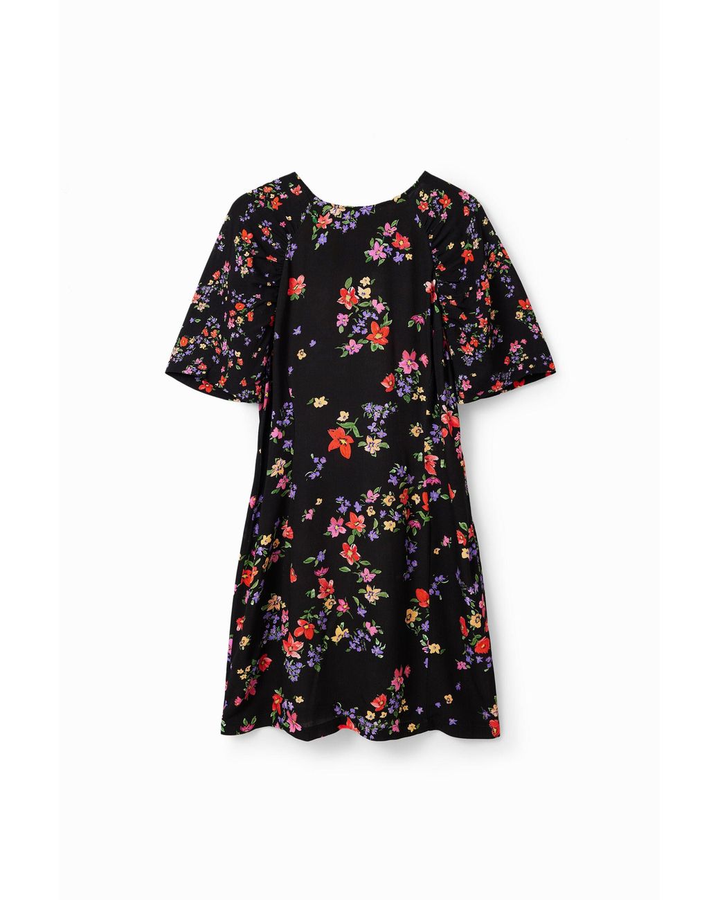 Desigual Black Short Floral Dress, Viscose