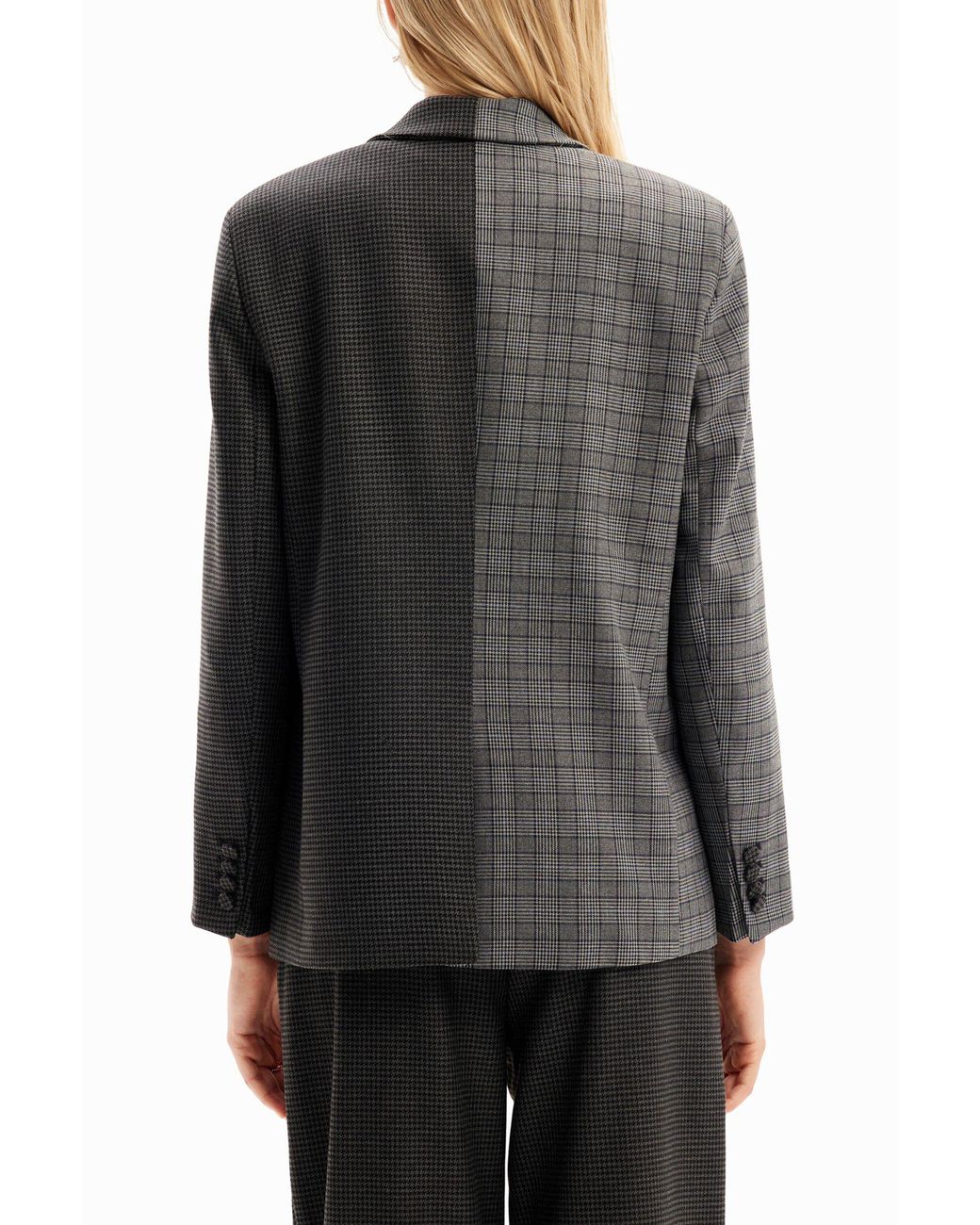 Desigual Black Straight Houndstooth Patch Blazer