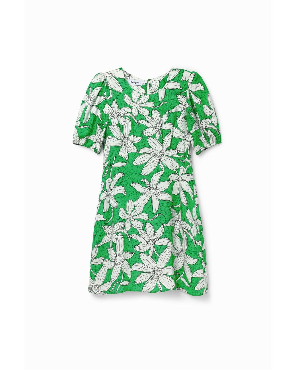 Desigual Green Short Floral Dress, Viscose