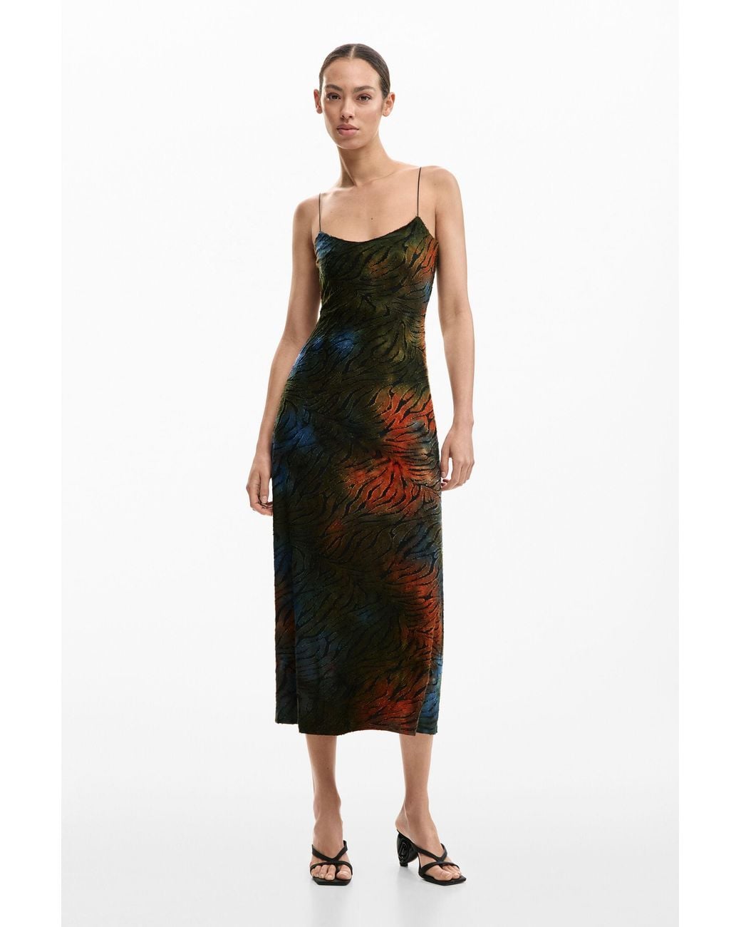 Desigual Black 2-In-1 Dress With Animal Print