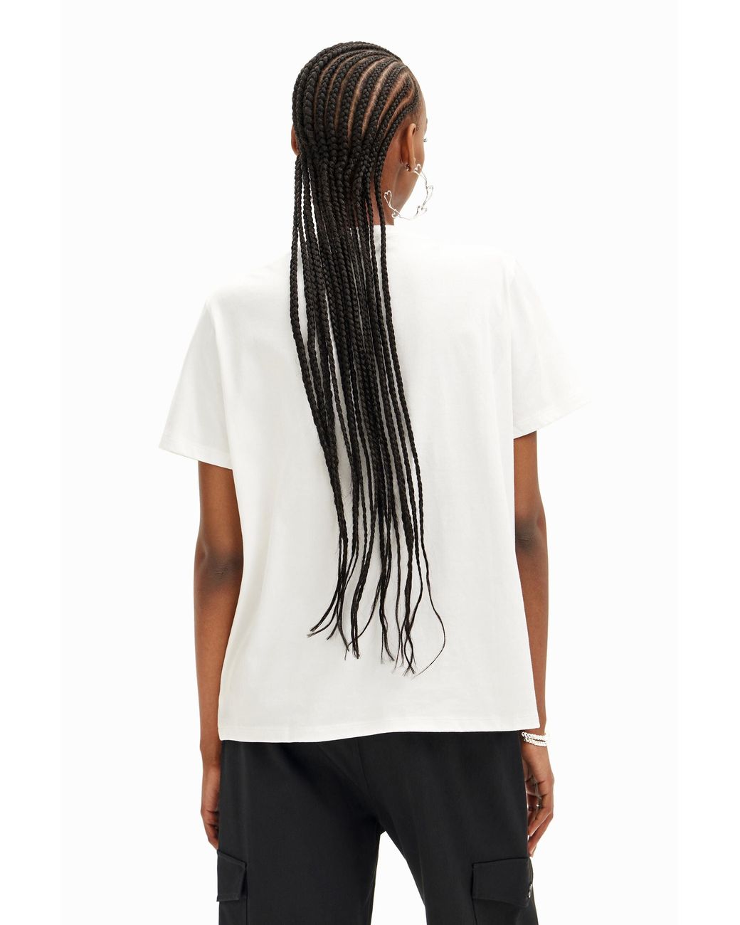 Desigual White Free Spirit Basic T-Shirt, Cotton