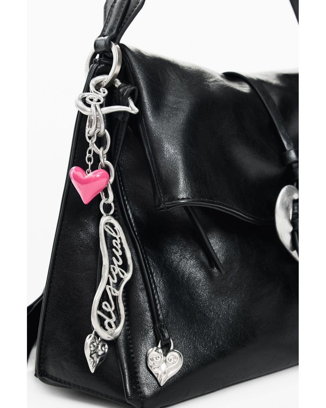 Desigual Black Medium Faux Leather Bag, Polyurethane