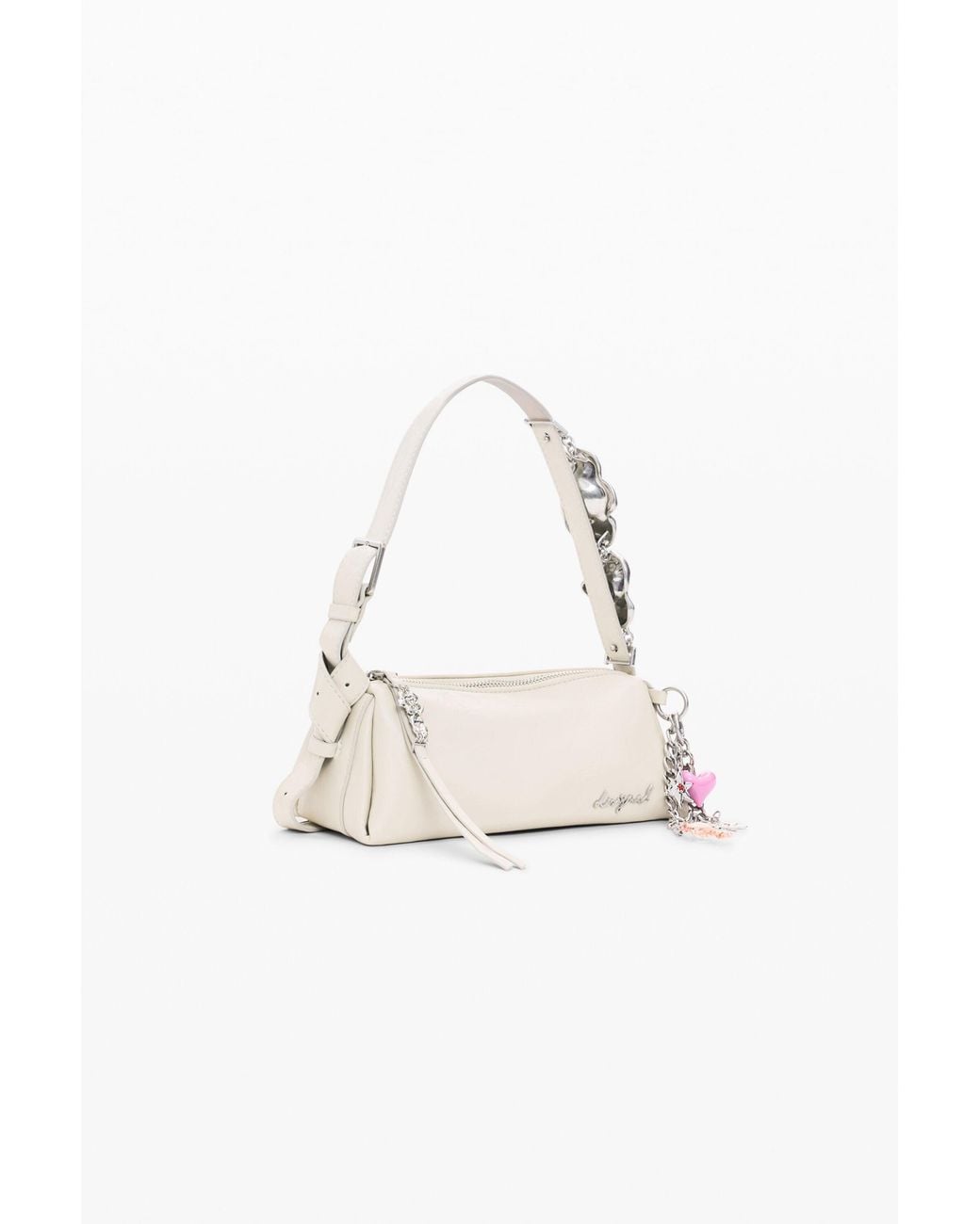 Desigual White Small Bag With Charms, Polyurethane