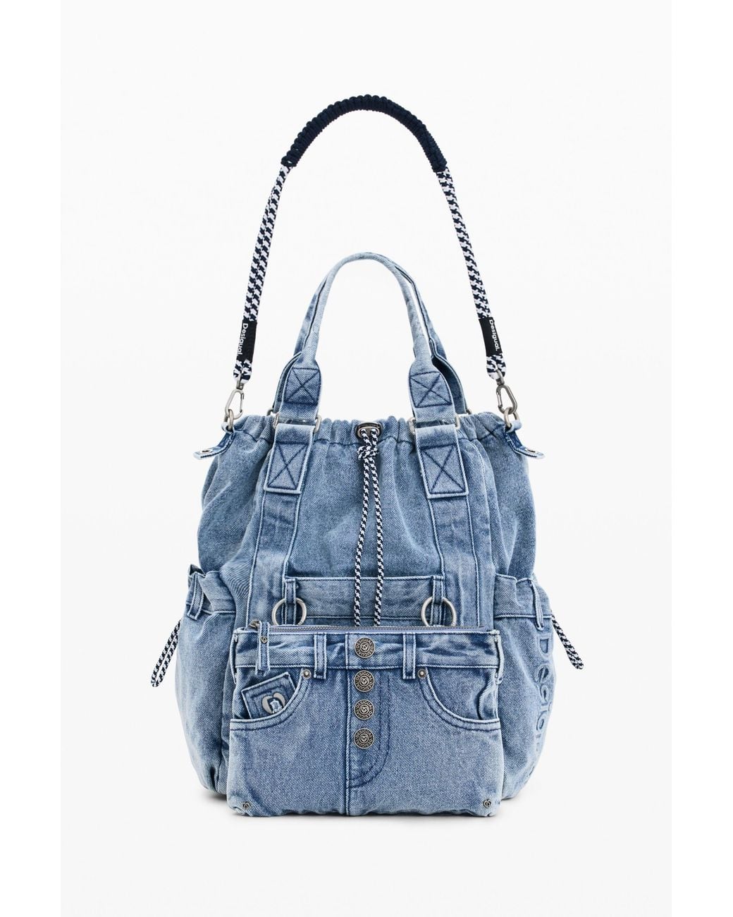 Desigual Blue Multi-Position Denim Backpack, Cotton