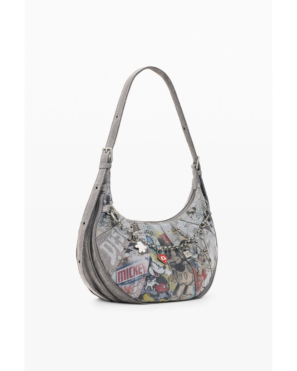 Desigual White Medium Mickey Denim Bag