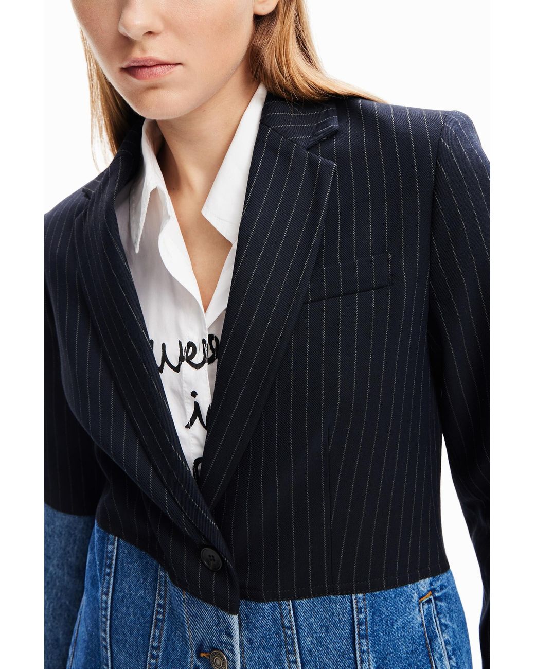 Desigual Blue Hybrid Denim Blazer