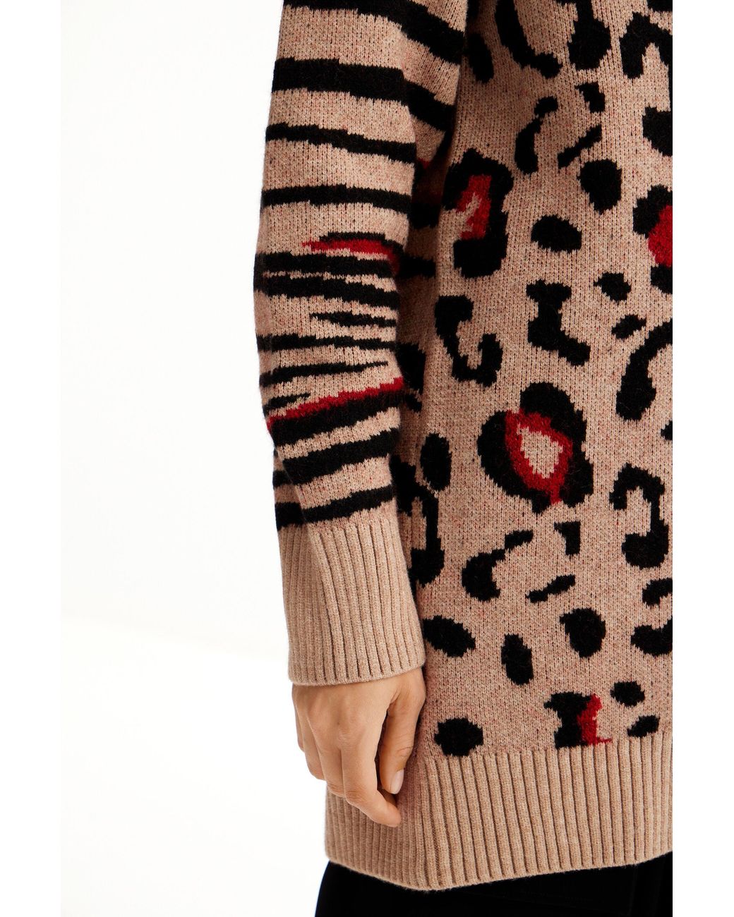Desigual White Oversize Leopard Cardigan