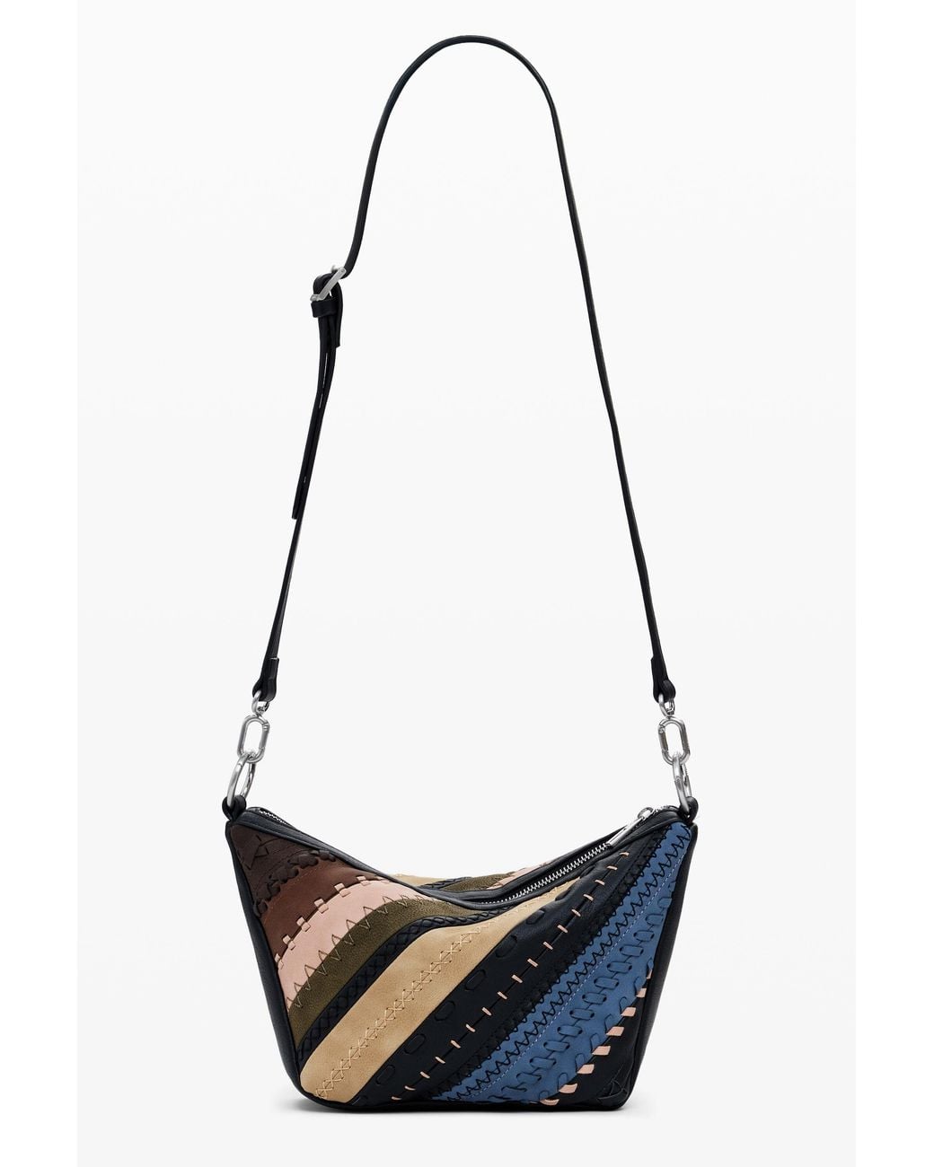 Desigual Blue Medium Patchwork Shoulder Bag, Polyurethane