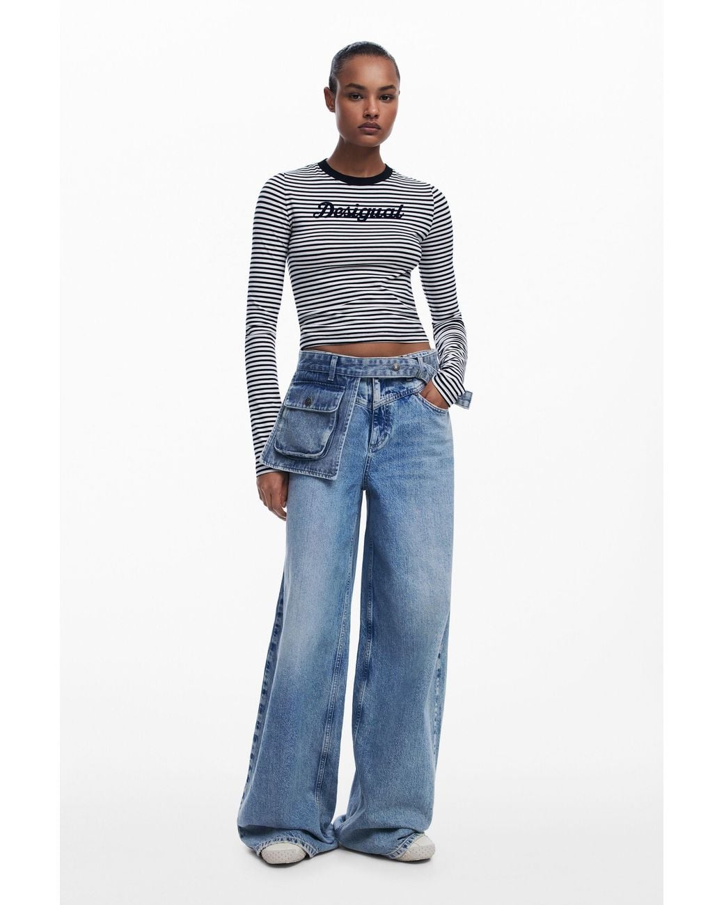 Desigual Blue Denim Pocket Belt, Cotton