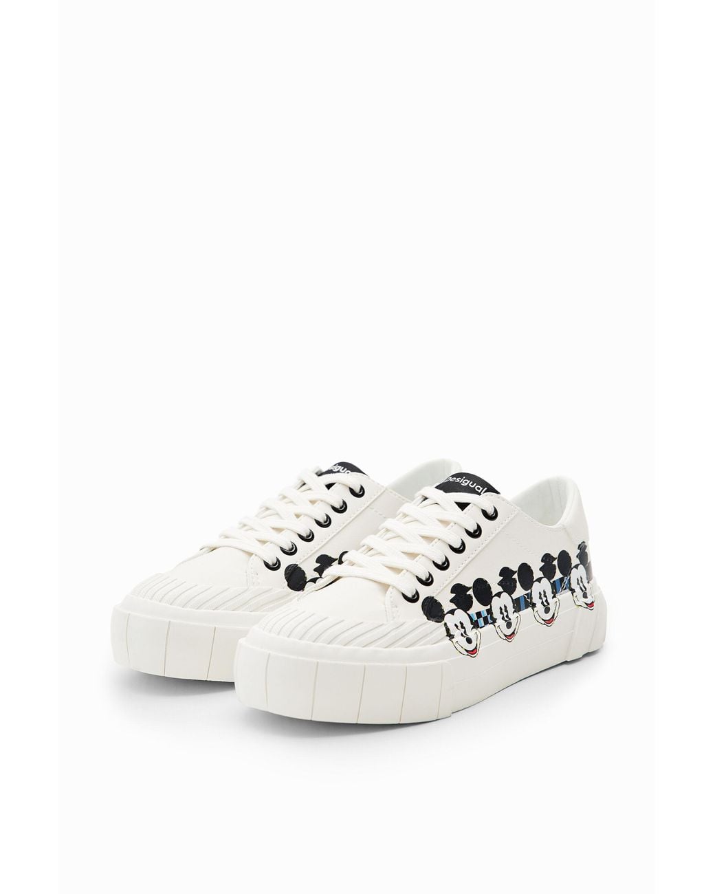 Desigual White Mickey Mouse Platform Sneakers, Polyurethane
