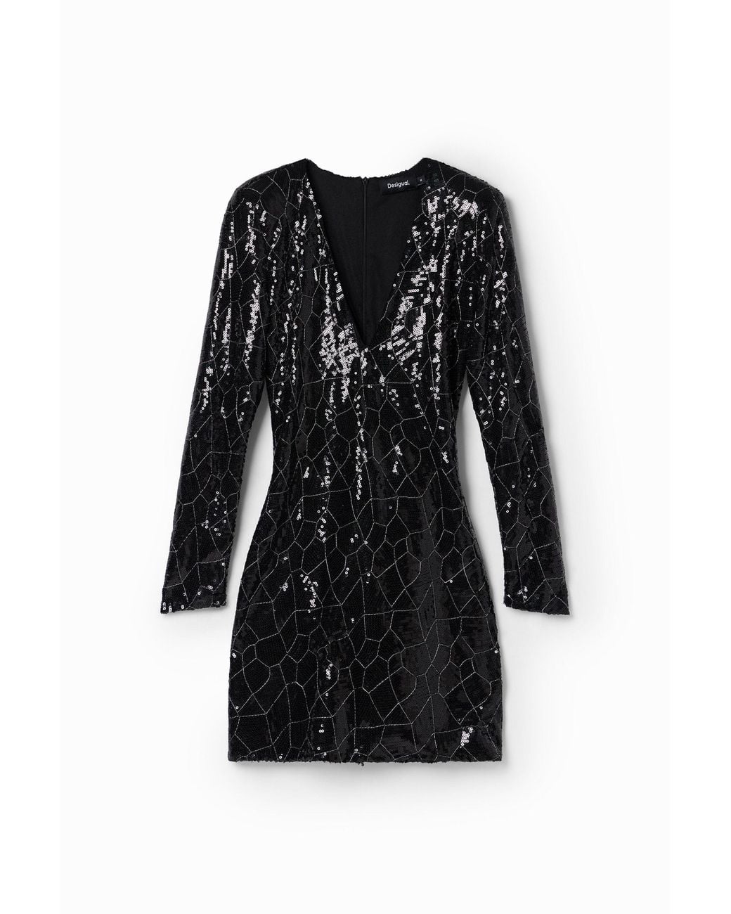 Desigual Black Short Sequinned Dress, Polyester