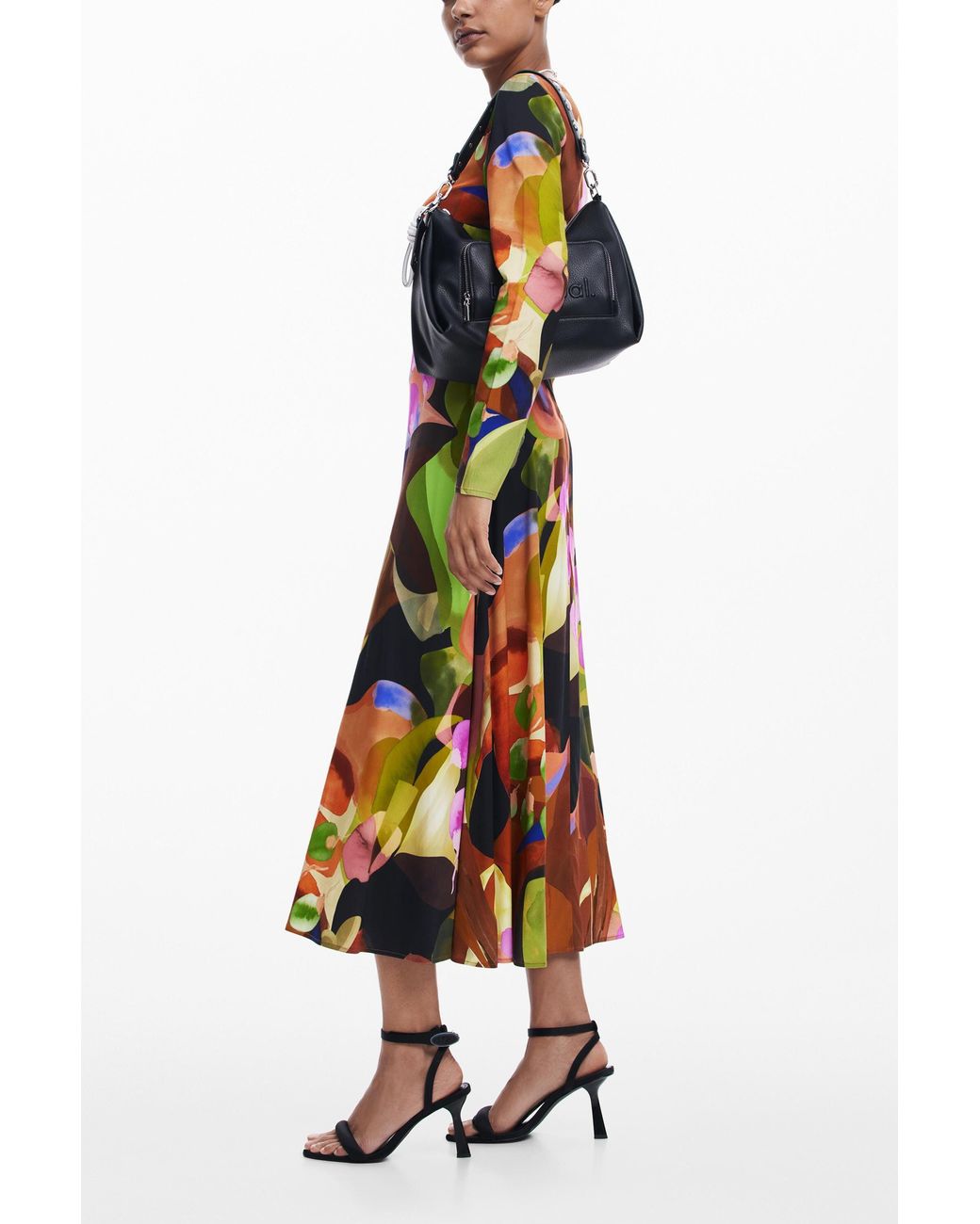 Desigual Red Printed Midi Dress M. Christian Lacroix, Viscose