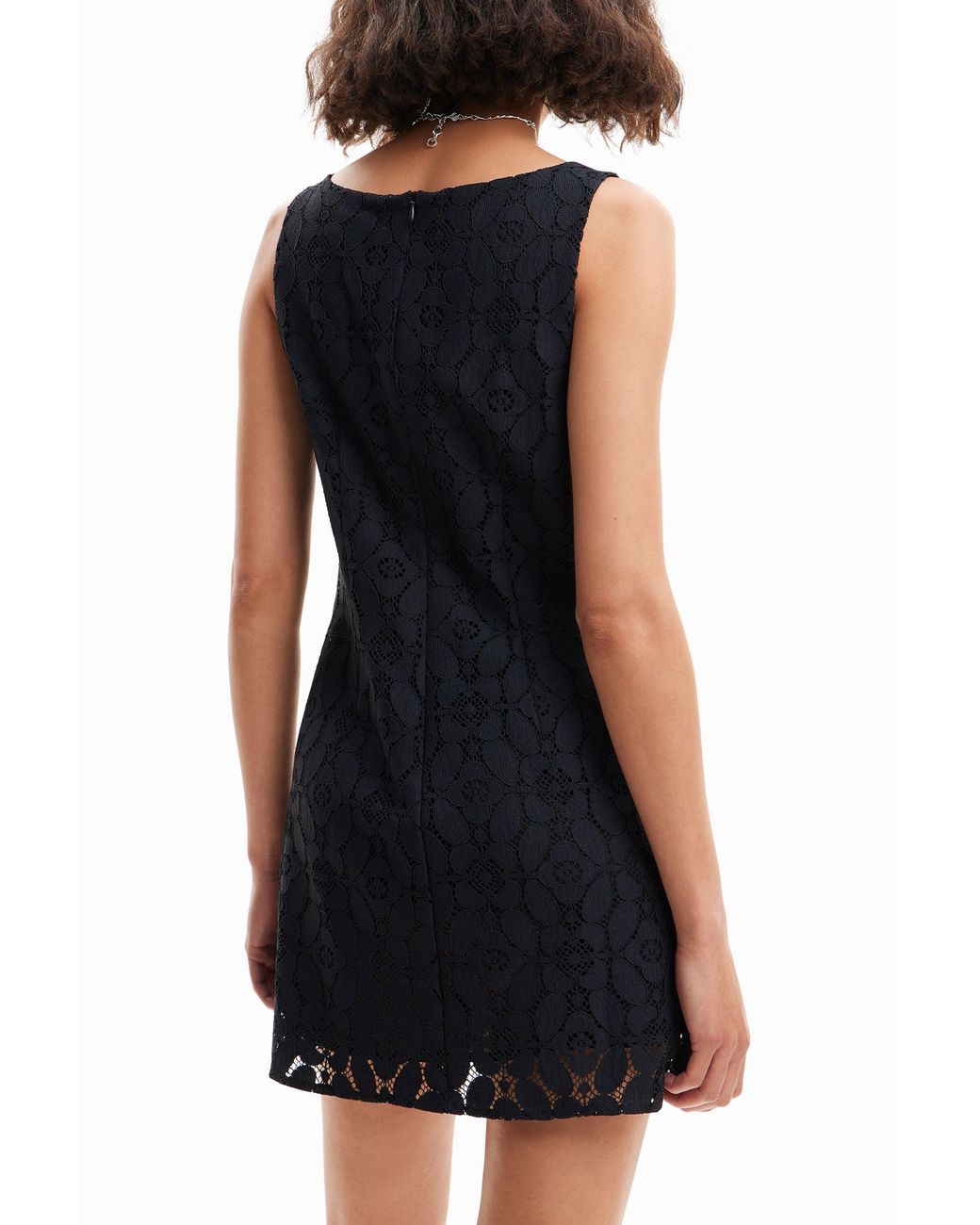 Desigual Black Short Slim Floral Dress
