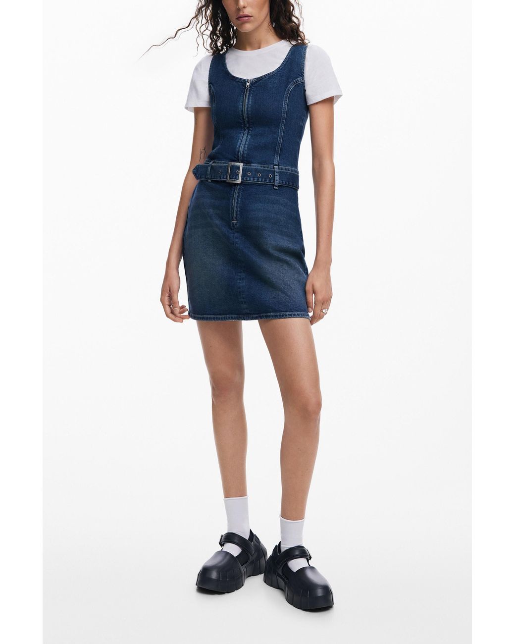 Desigual Blue Denim Dress Belt, Cotton