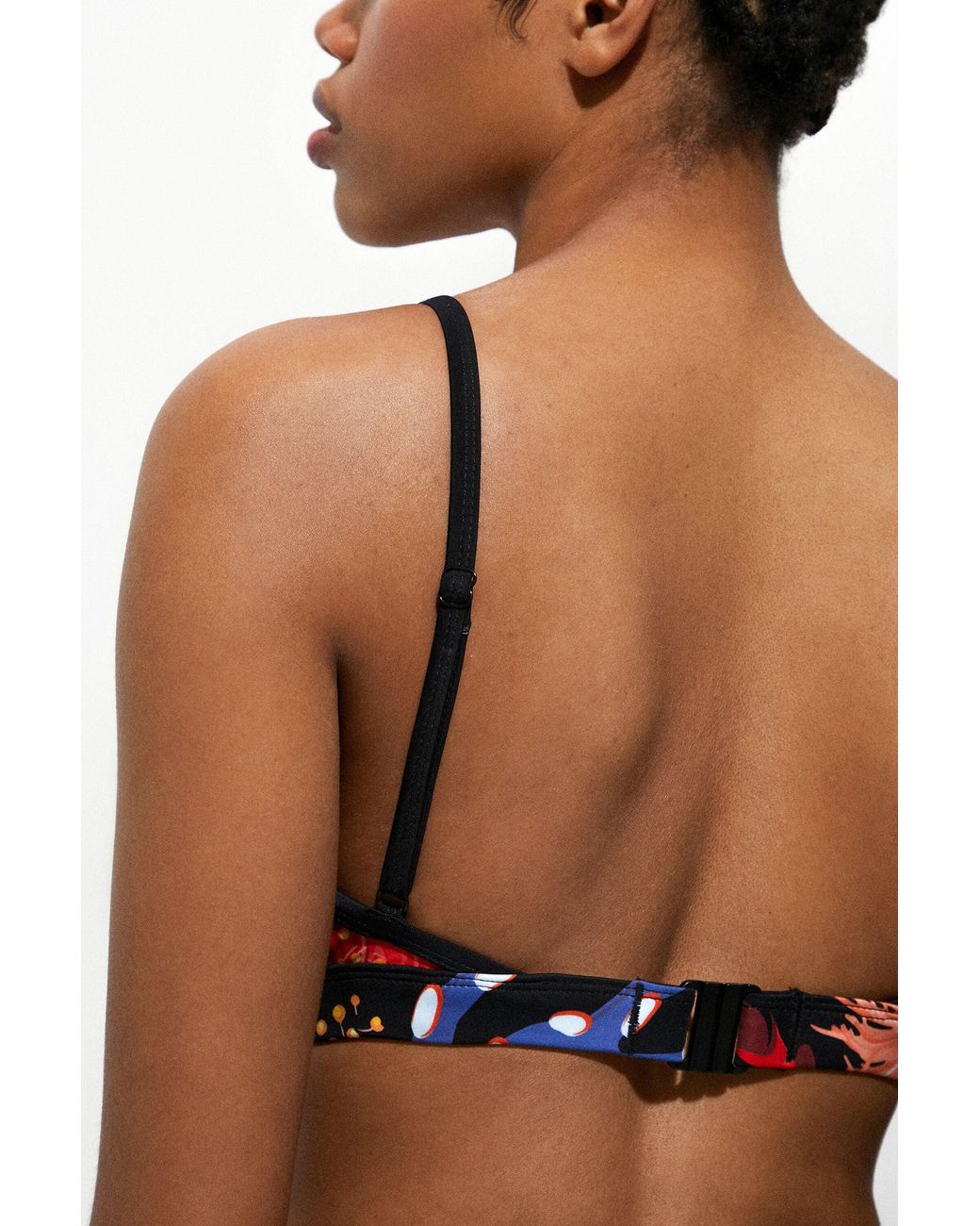 Desigual Black Coral Triangle Bikini Top