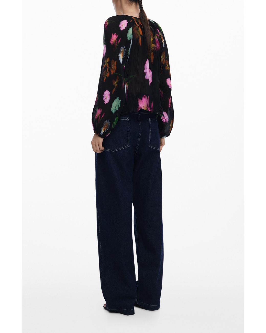 Desigual Black Floral Blouse, Polyester