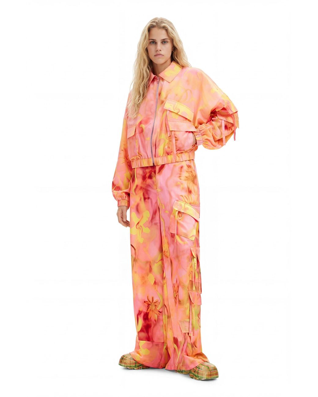 Desigual Pink Collina Strada Floral Oversize Jacket, Polyester