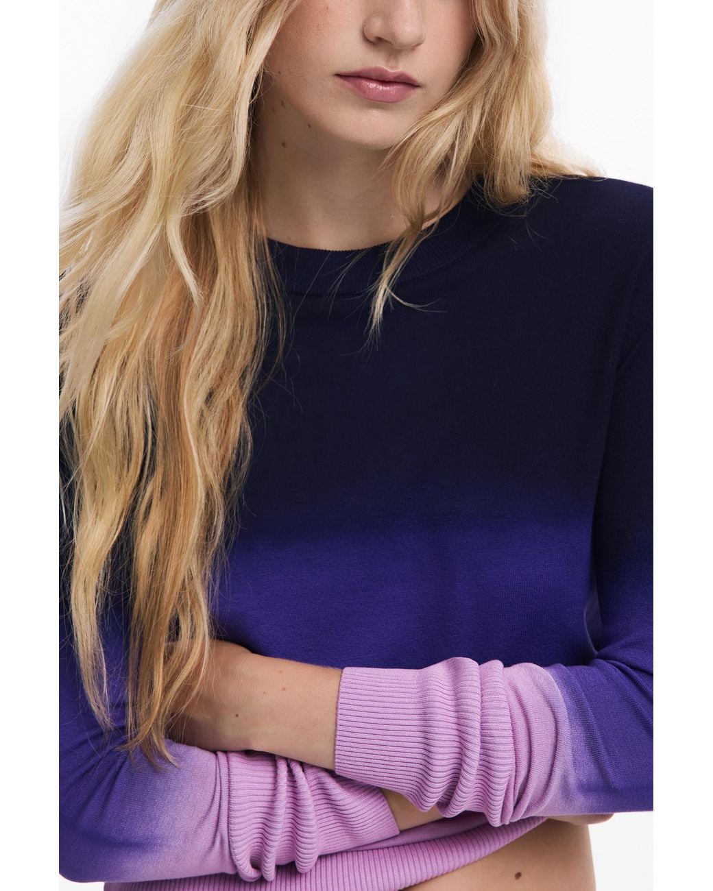 Desigual Blue Gradient Lightweight Sweater