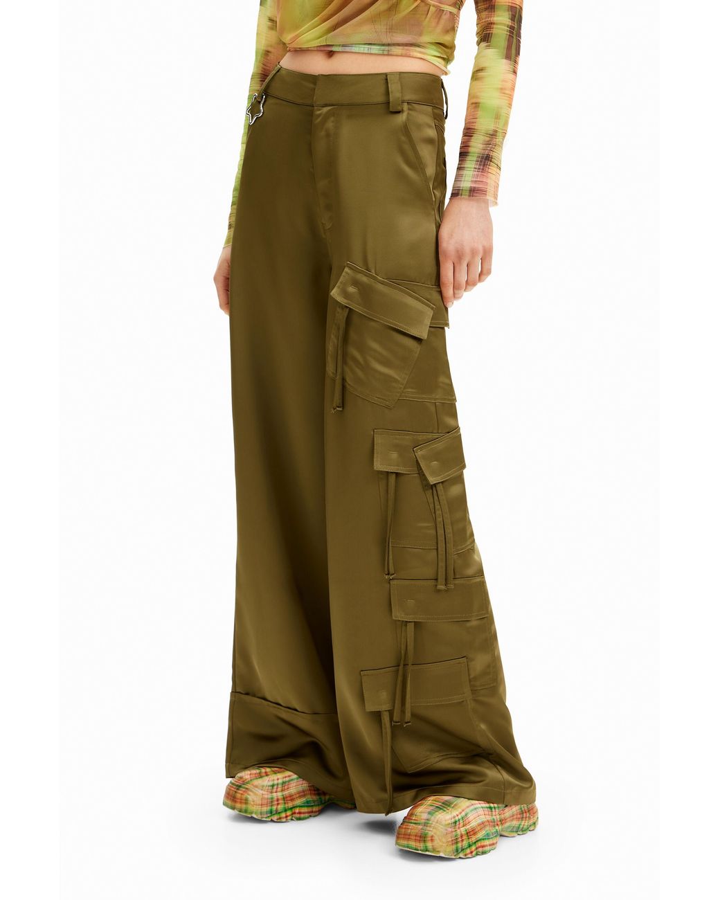 Desigual Green Collina Strada Cargo Trousers, Polyester