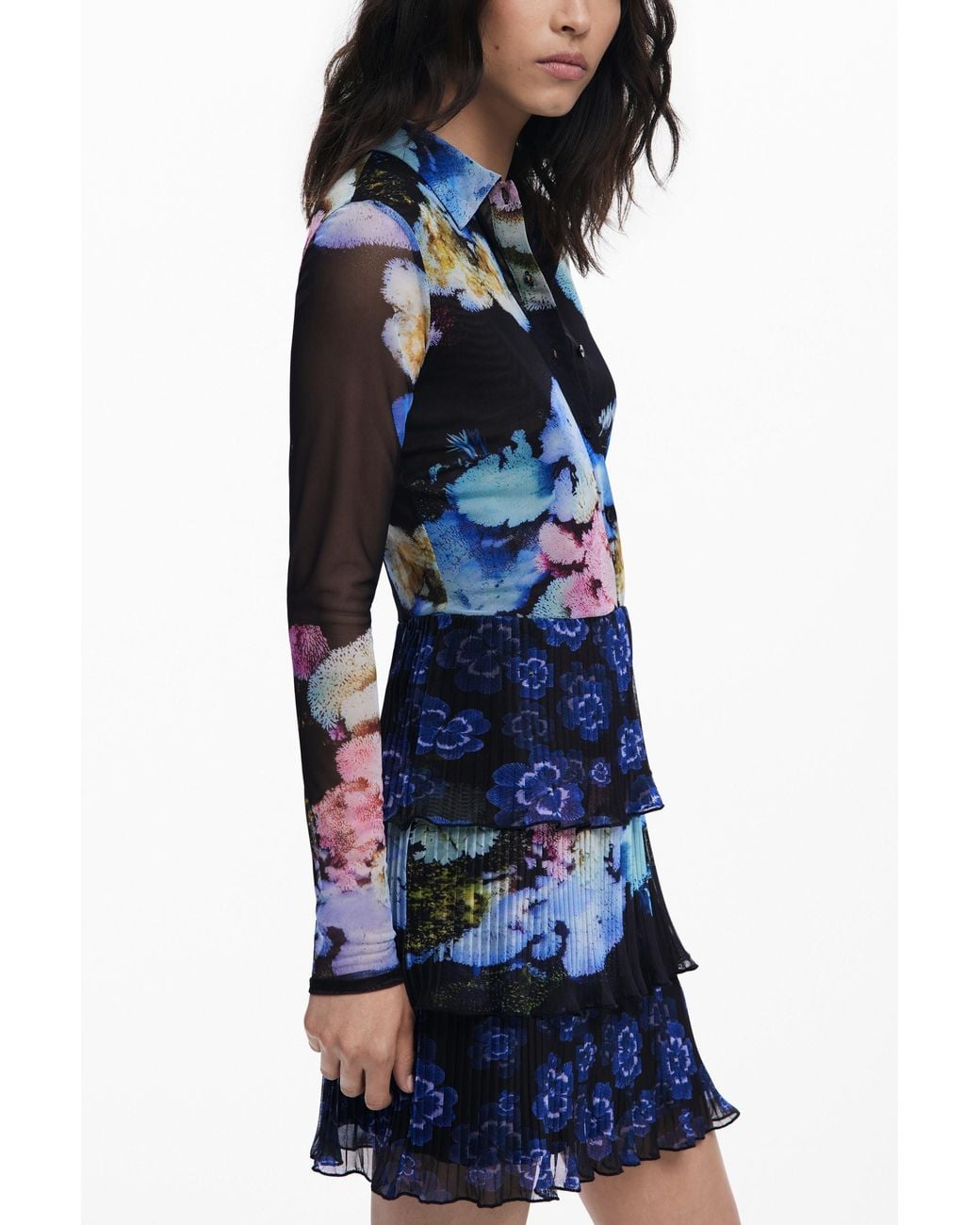 Desigual Blue Dress Designed By Mr. Christian Lacroix, Polyester