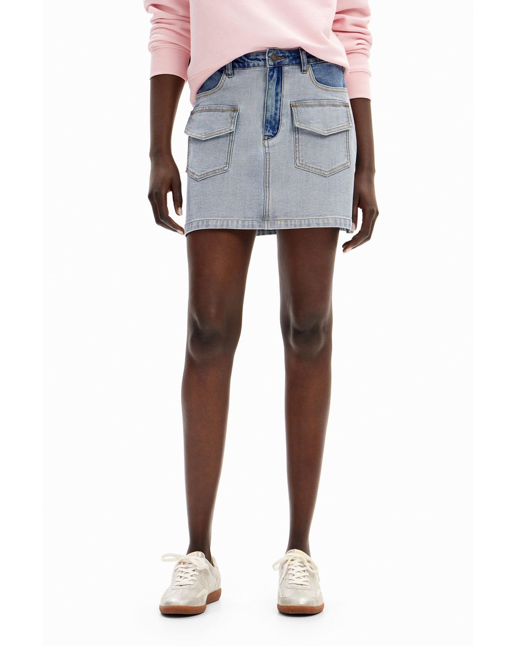 Desigual Blue Denim Pockets Mini Skirt, Cotton