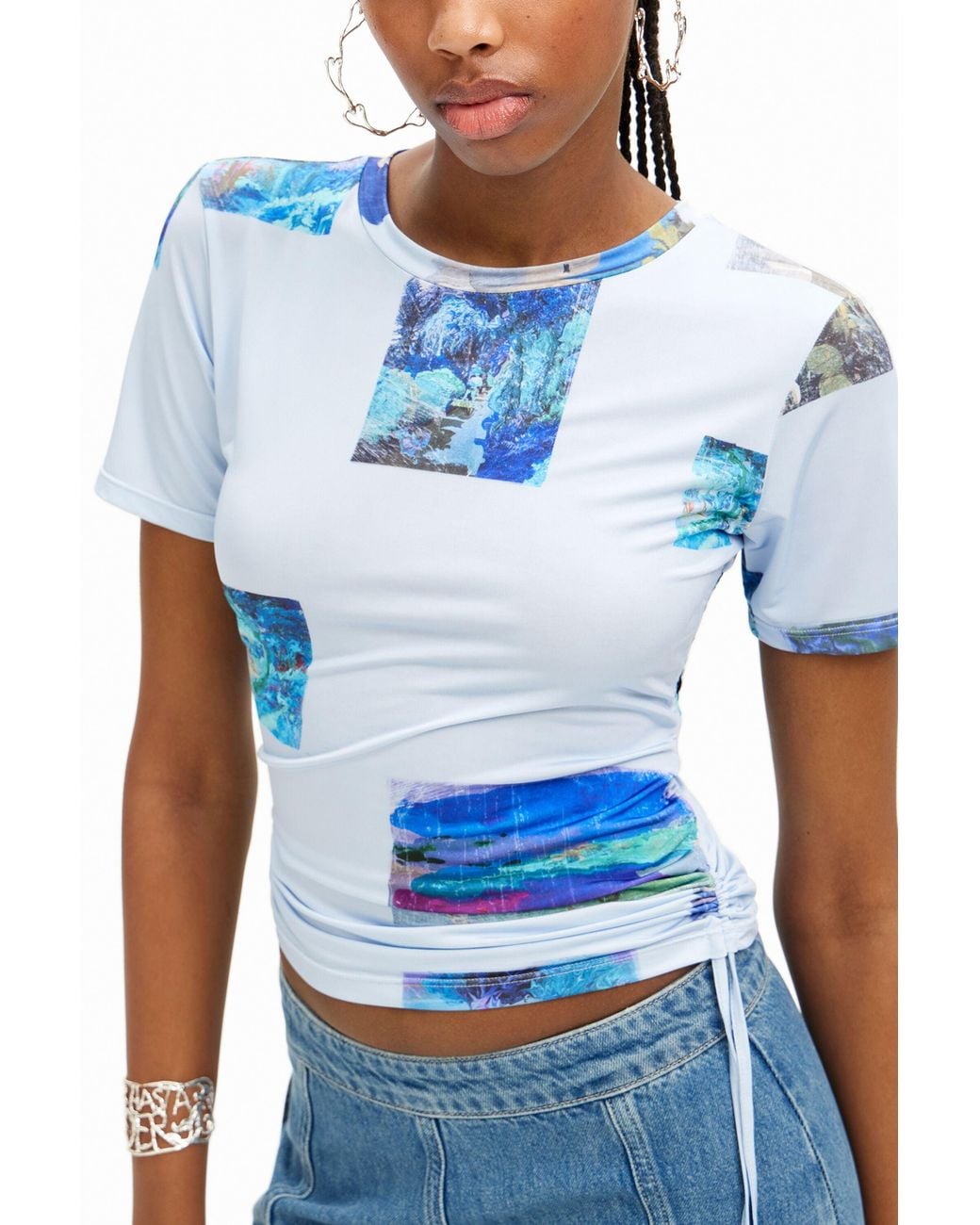Desigual Blue M. Christian Lacroix Cut-Out T-Shirt, Polyester