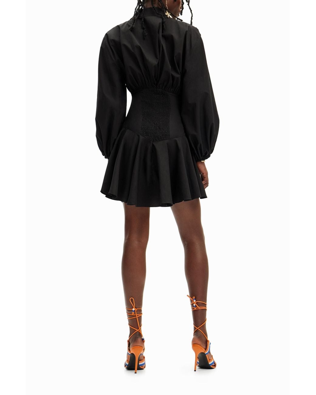Desigual Black Stella Jean Short Corset Dress, Cotton