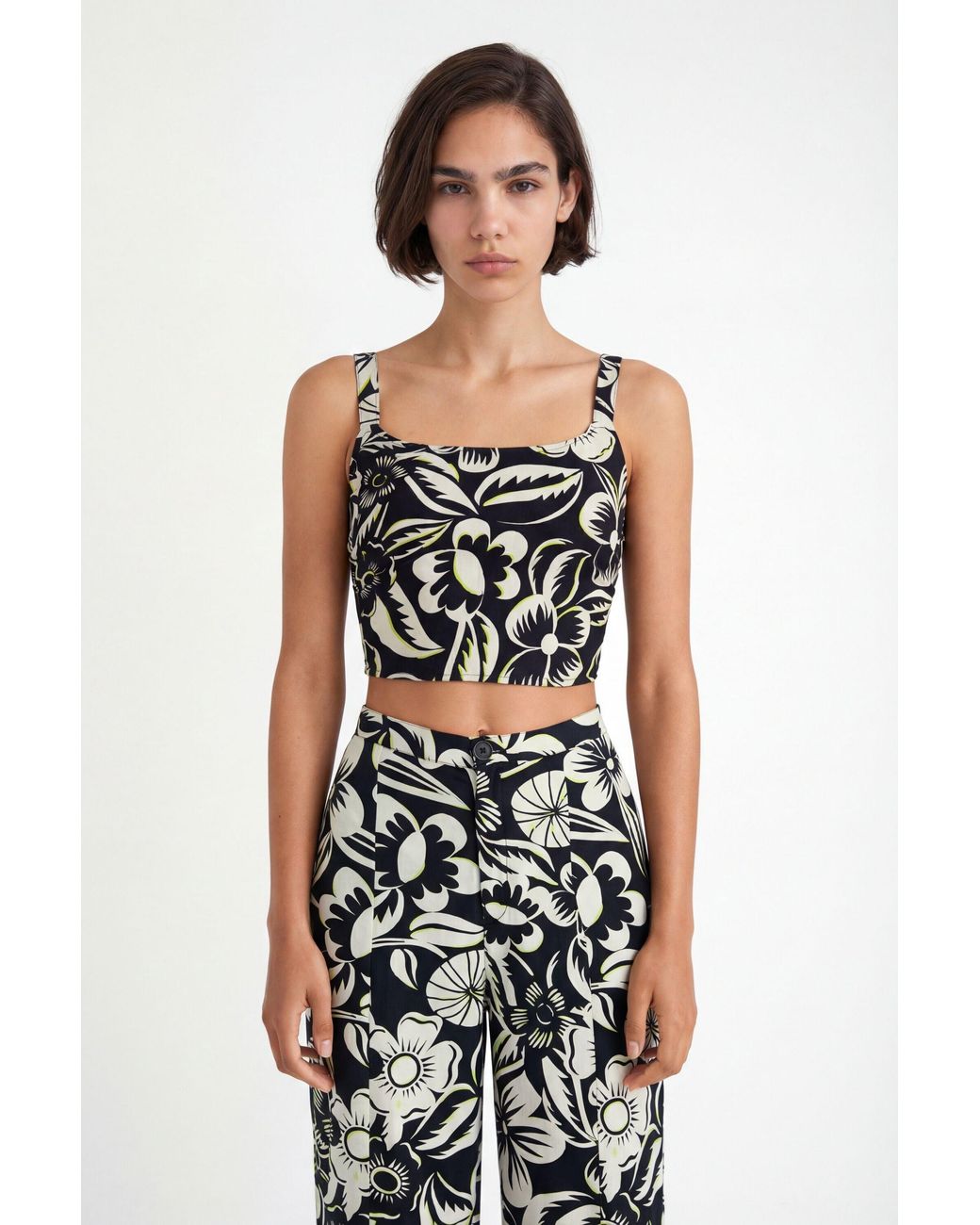 Desigual White Floral Crop Top With Straps