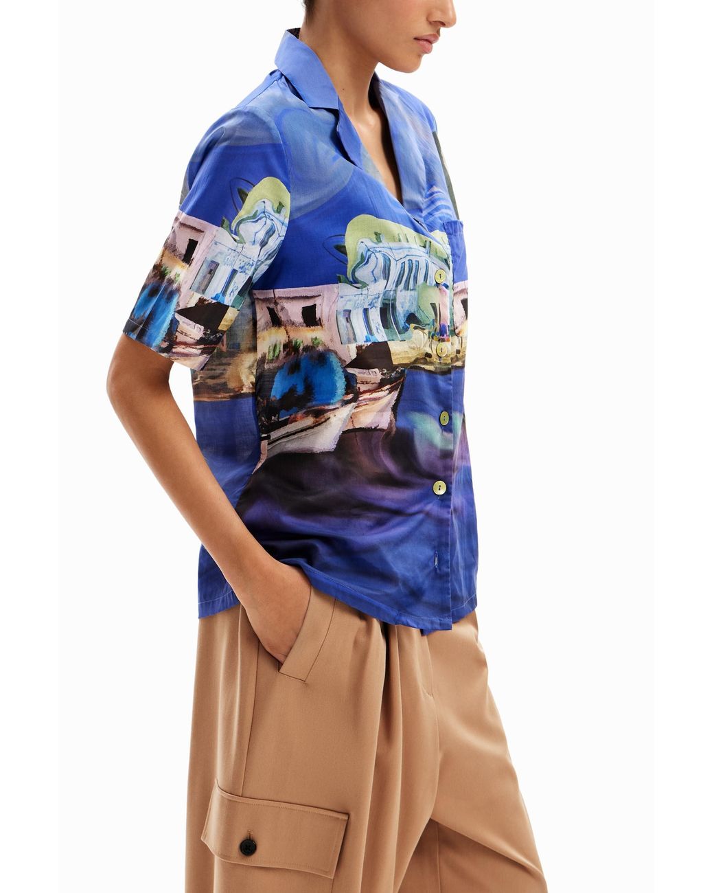 Desigual Blue M. Christian Lacroix Resort Shirt, Cotton