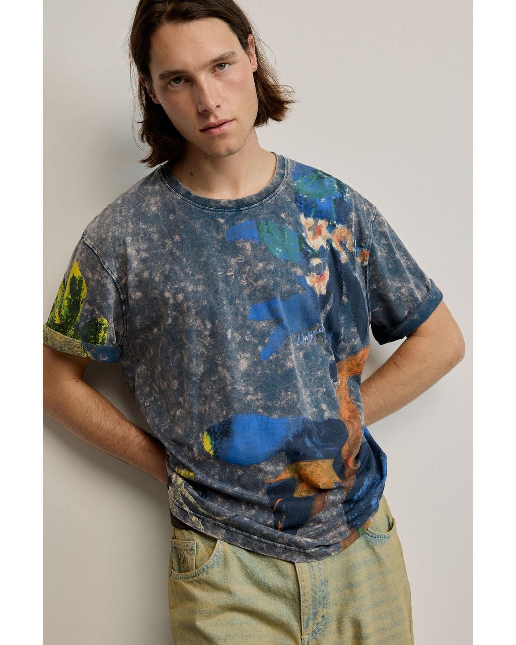 Desigual Blue Printed Arty T-Shirt, Cotton for men