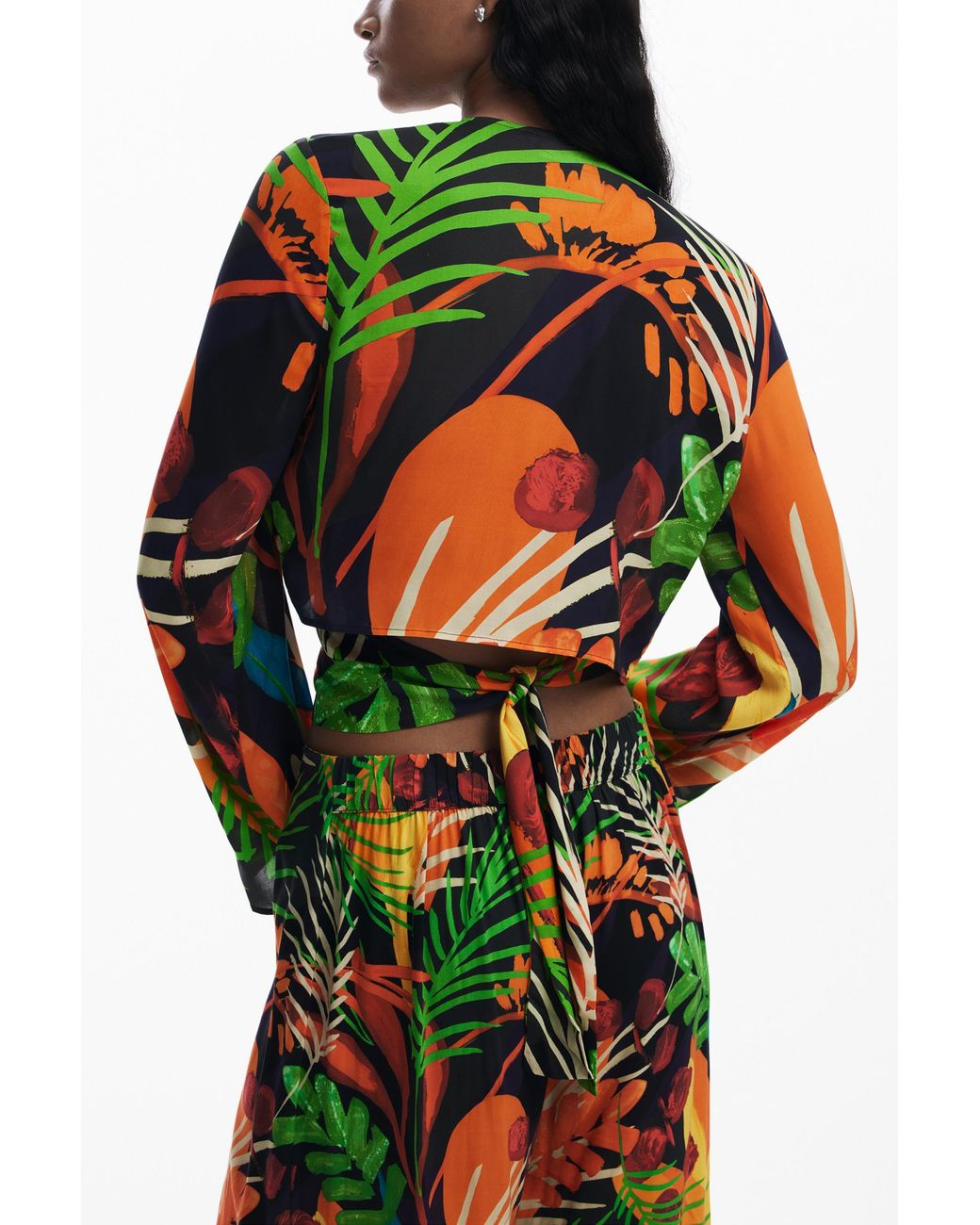 Desigual Red Tropical Wrap Top, Viscose