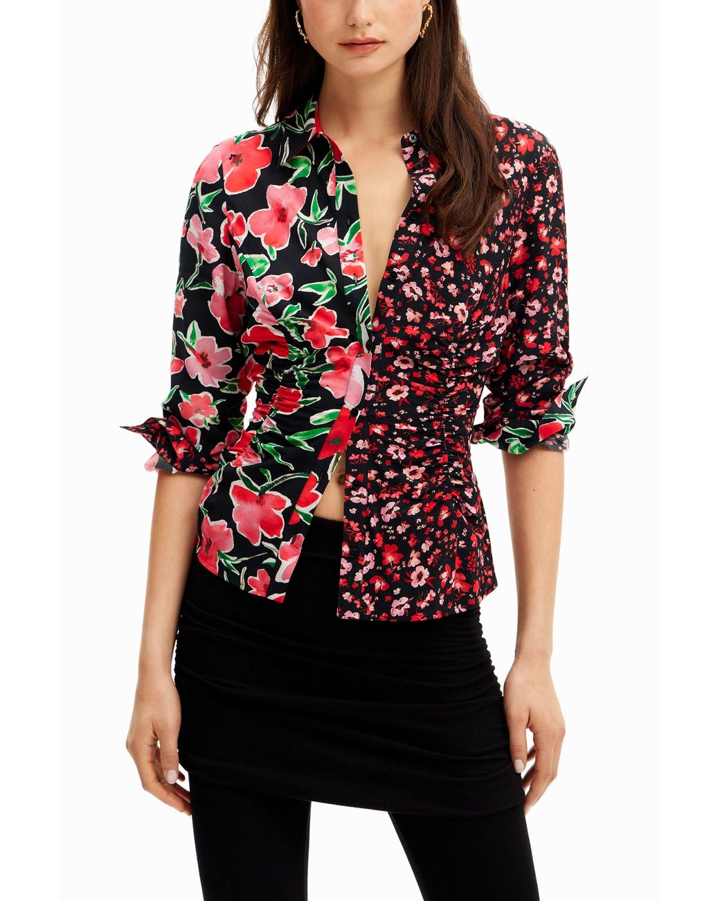 Desigual Floral Gathered Shirt, Viscose