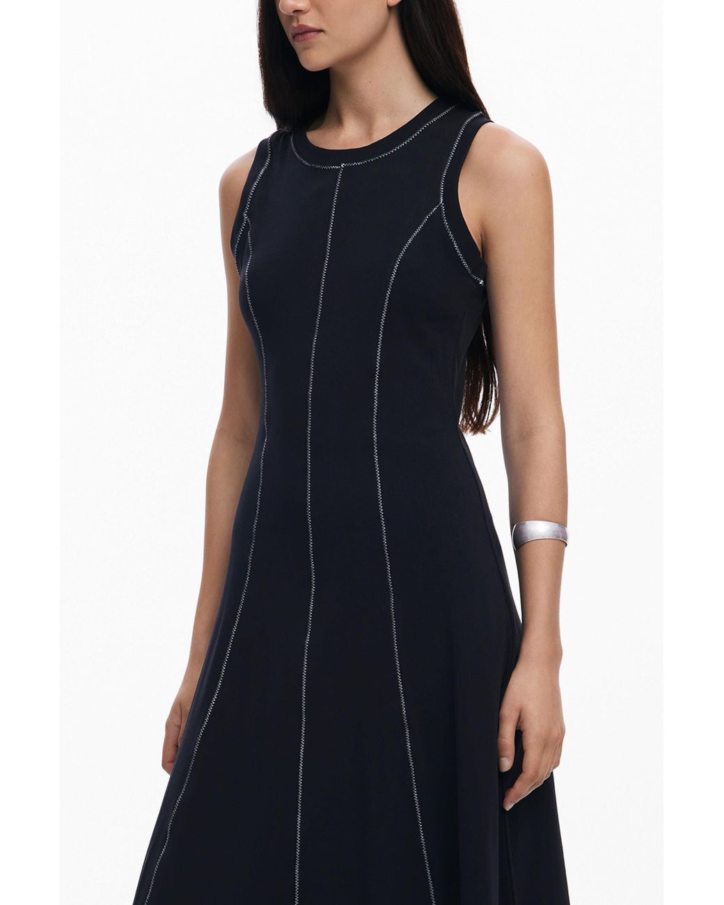 Desigual Blue A-Line Seam Dress, Cotton