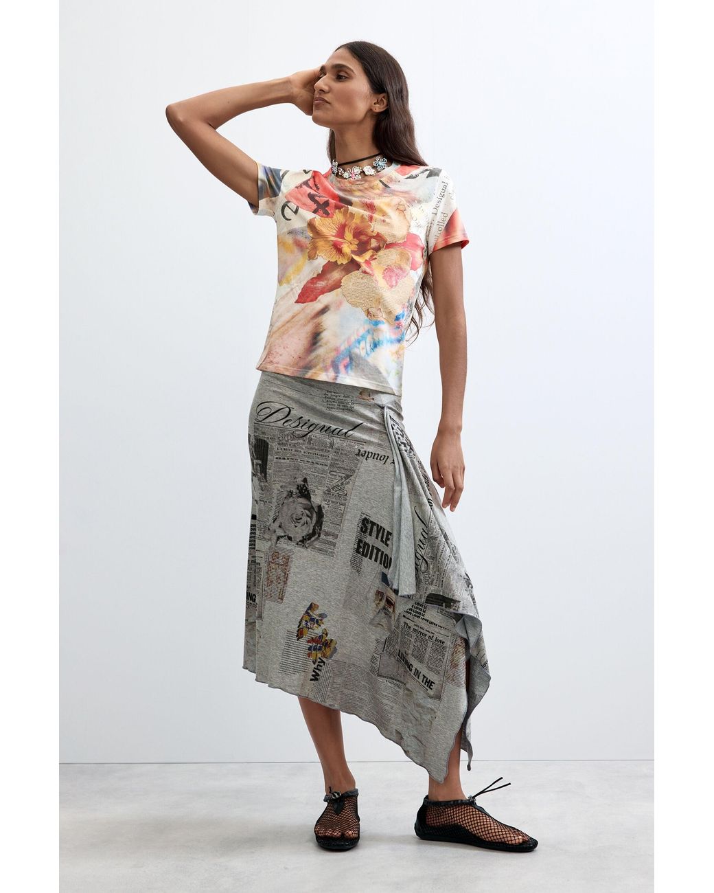 Desigual Multicolor Floral Printed T-Shirt, Cotton