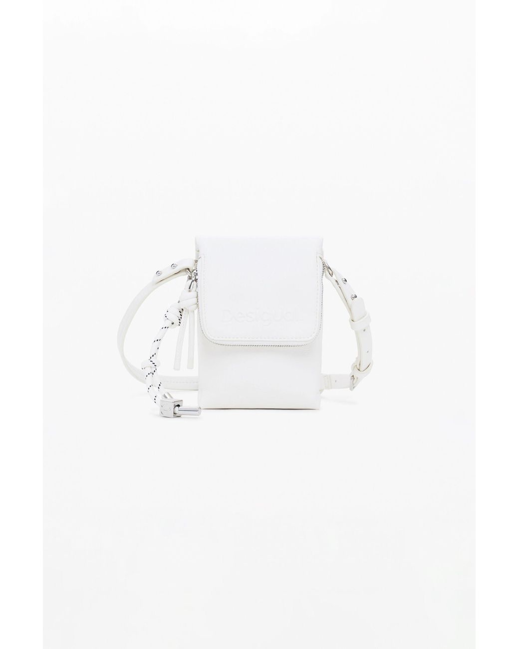 Desigual White 3D Logo Phone Holder, Polyurethane