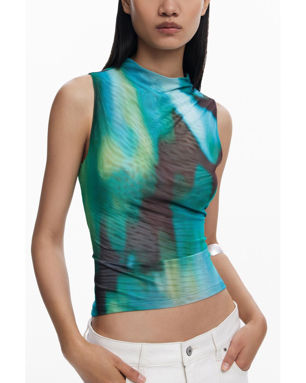 Desigual Blue Gradient Tulle T-Shirt, Polyester